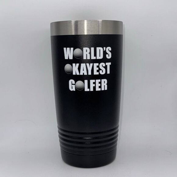 World’s Okayest Golfer – 20oz Black Tumbler - Picture 1 of 4